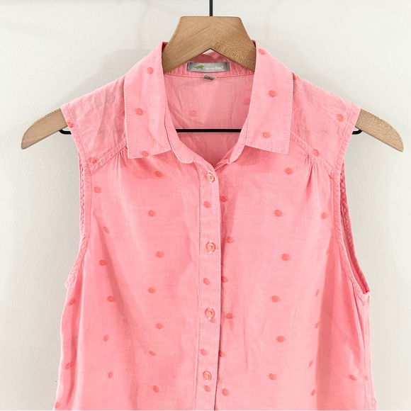 Horny Toad Polka Dot Button Front Blouse Pink Size Small - Picture 3 of 5